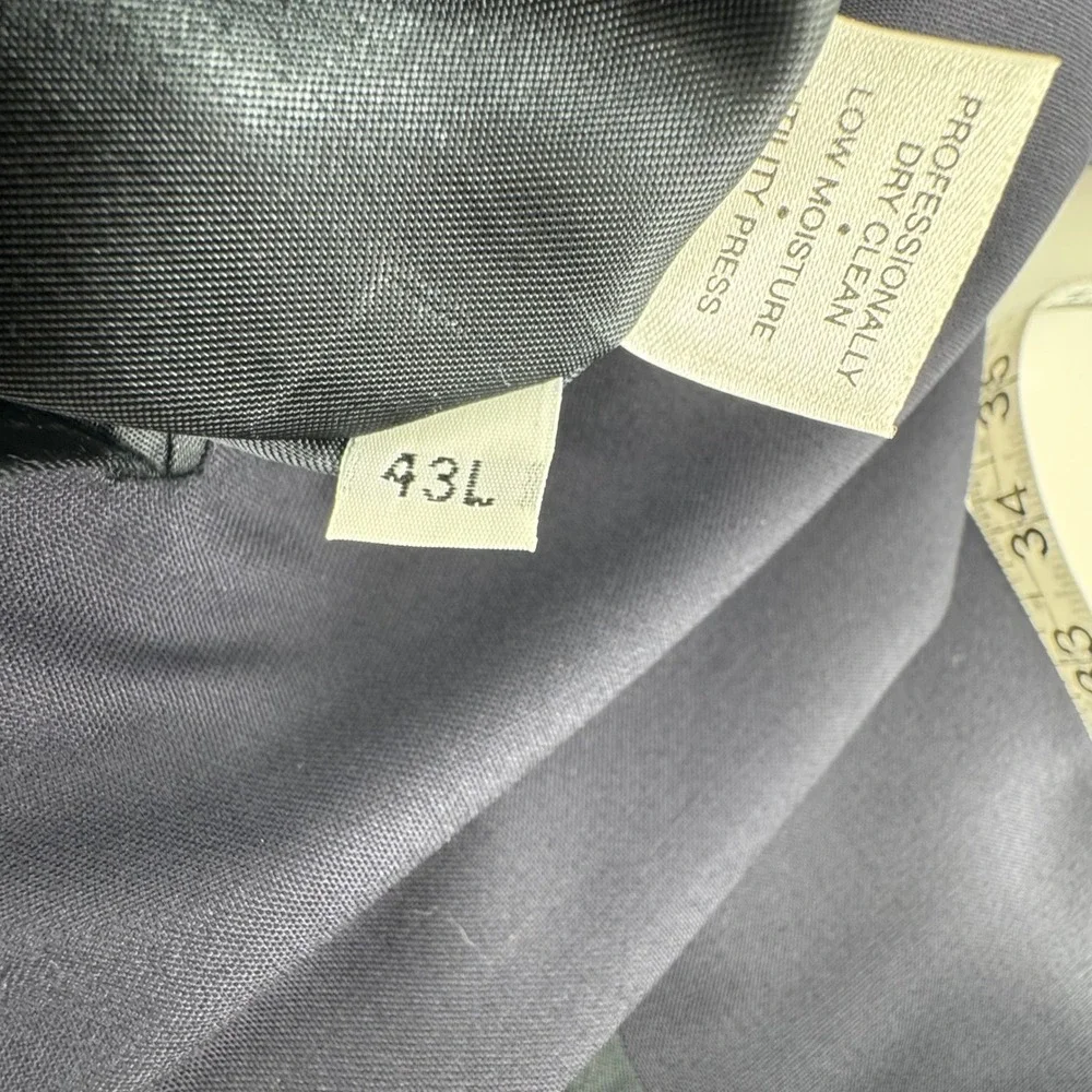 Hart Schaffner Marx Blazer Mens 43L Navy Blue Gold Crest Button Sport Coat